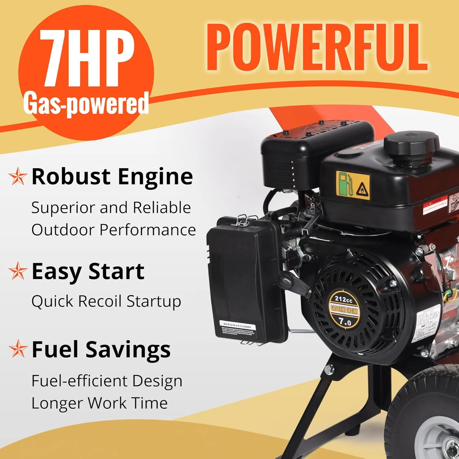 EFCUT R30 Wood Chipper 3" Shredder Mulcher 7HP 212cc Gas Powered (EFR30) - Image 4