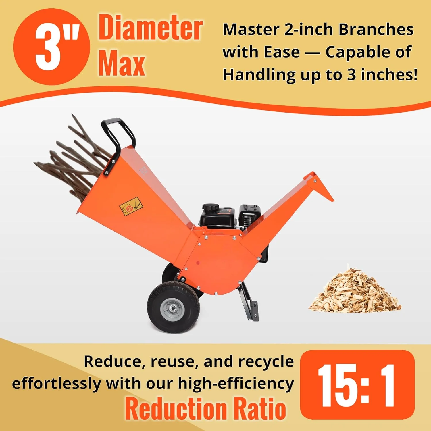EFCUT R30 Wood Chipper 3" Shredder Mulcher 7HP 212cc Gas Powered (EFR30) - Image 5