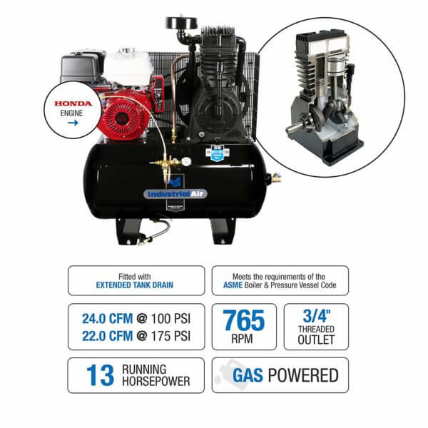 Industrial Air Contractor 13 hp Two-Stage Truck Mount Air Compressor 30 gallon (IH1393075.SAN) - Image 2