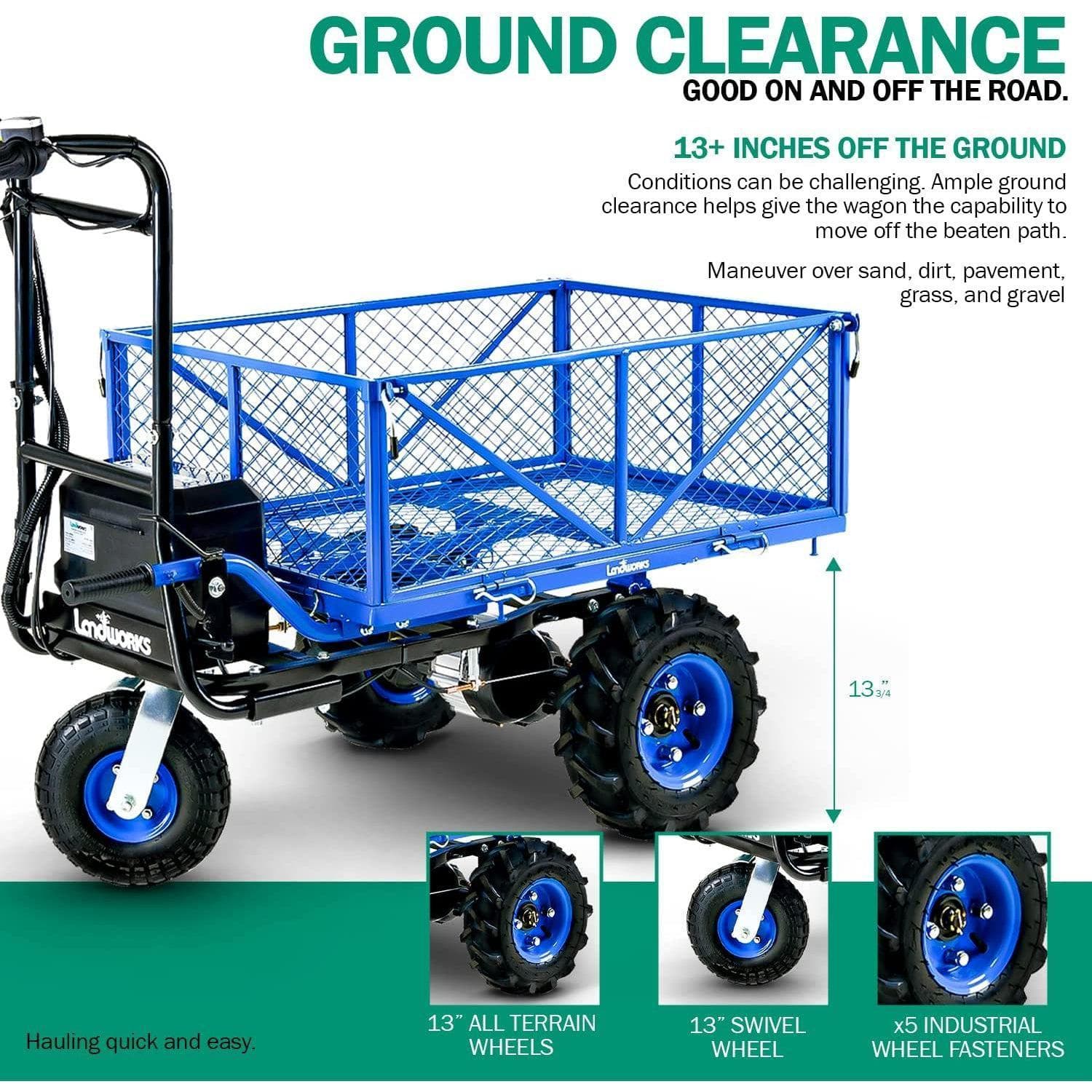 Landworks 48V 500 lb Working Capacity Self-Propelled Electric Utility Wagon Garden Cart (GUO026) - Image 6