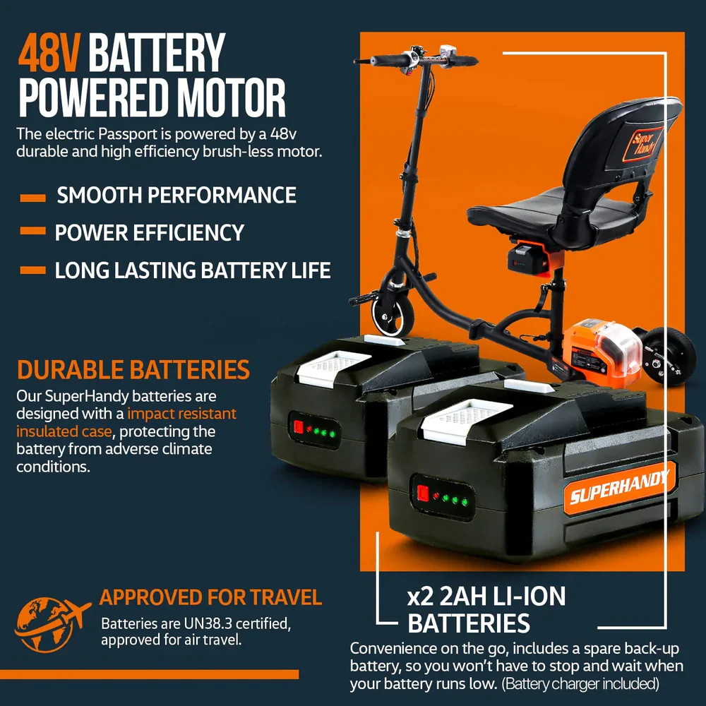 SuperHandy (GUT112) Passport 3 Wheeled Long Range Folding Mobility Scooter - Image 8