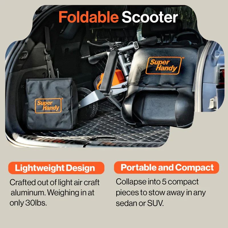 SuperHandy (GUT140) 3-Wheeled Lightweight Long Range Folding Mobility Scooter with Extra Battery - Image 4