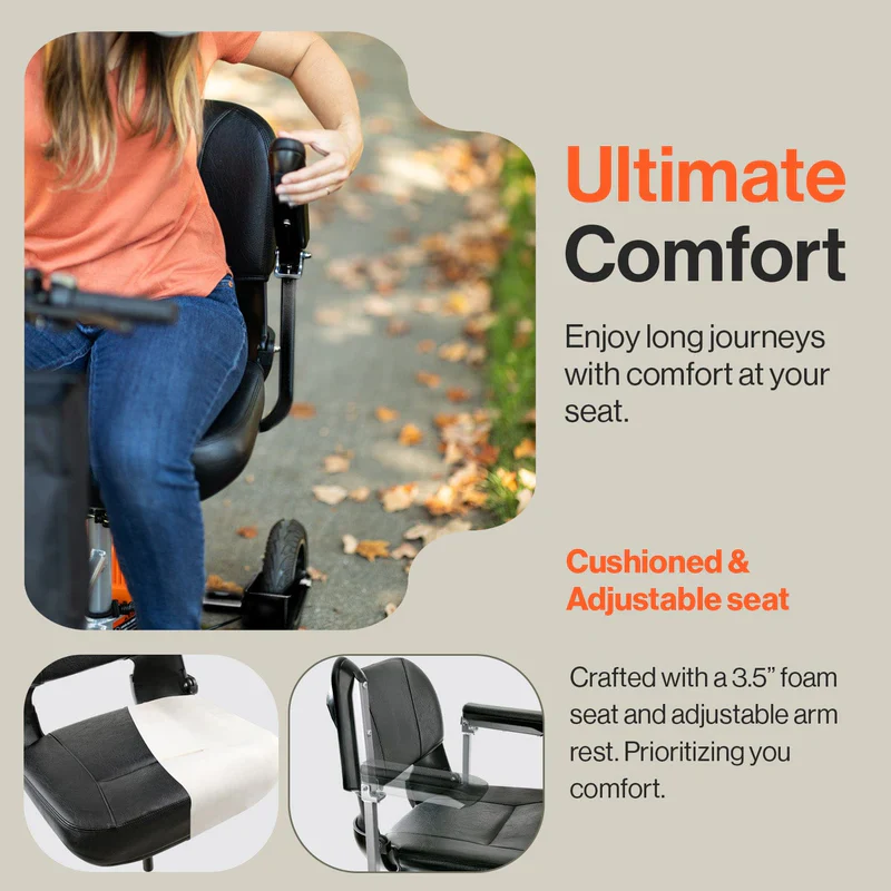 SuperHandy (GUT140) 3-Wheeled Lightweight Long Range Folding Mobility Scooter with Extra Battery - Image 7
