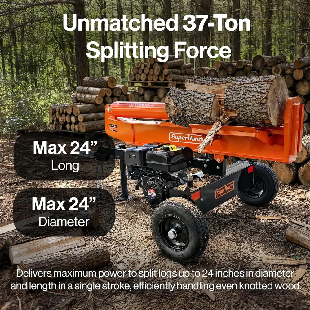 SuperHandy 37-Ton Gas Log Splitter Vertical Horizontal Towable (GUT200) - Image 5