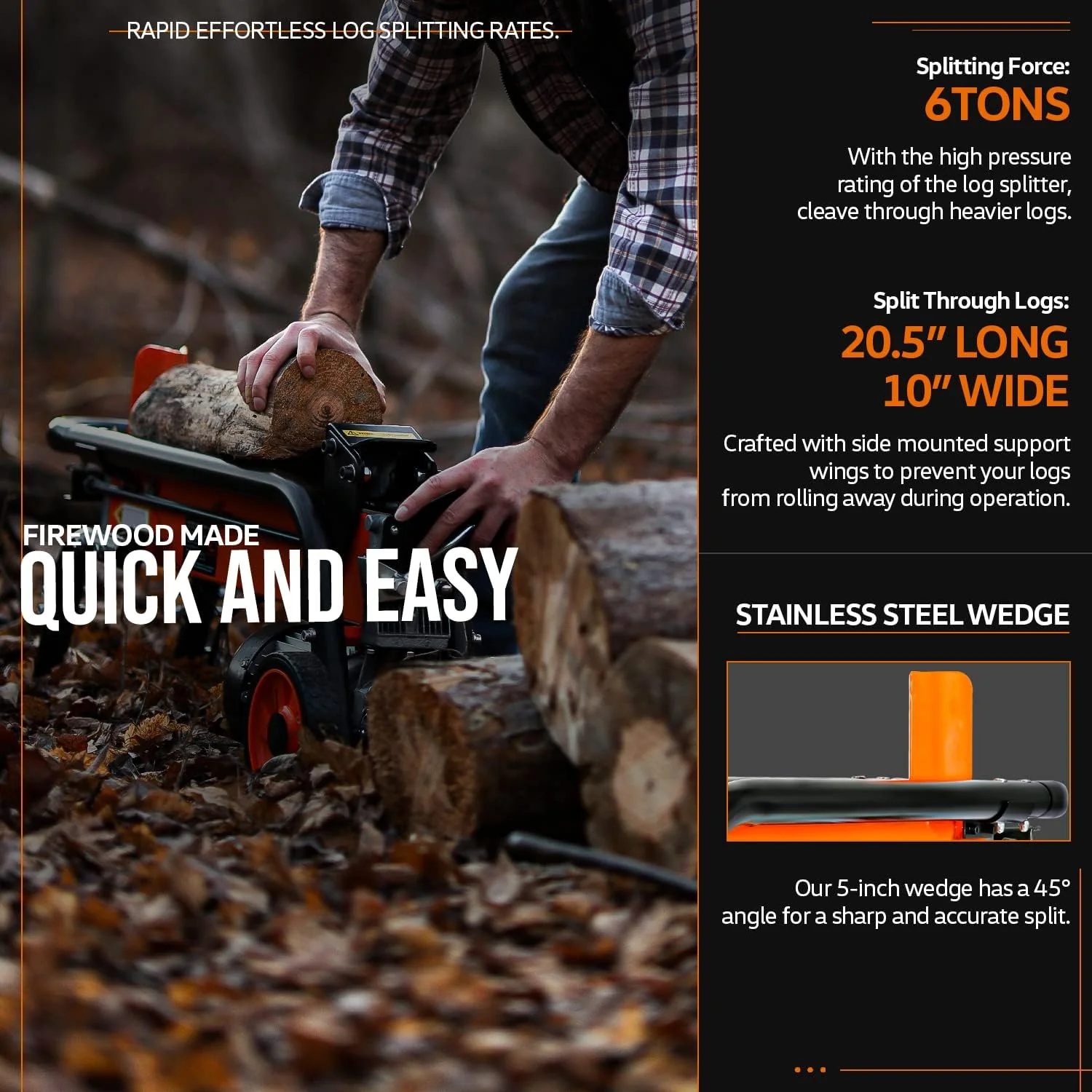 SuperHandy 6 Ton Electric Log Splitter (GUT065) - Image 8