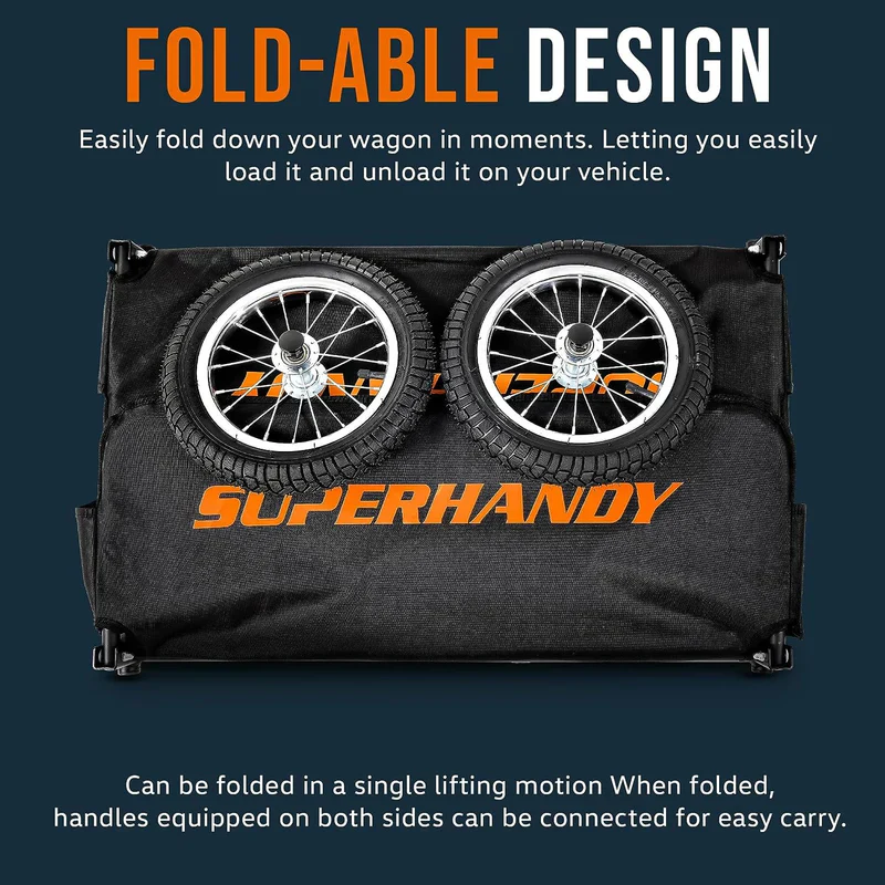 SuperHandy Foldable Follow Behind Wagon 155 lbs Capacity Compatible (GUT157) - Image 6